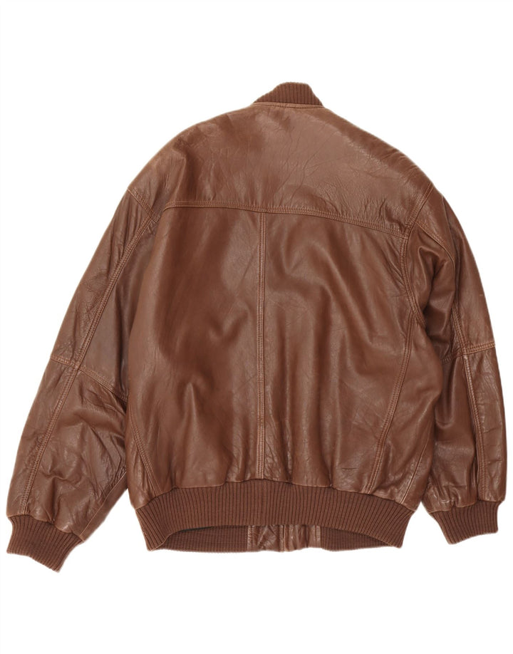 Jaqueta de couro vintage masculina solta EU 48 couro marrom médio