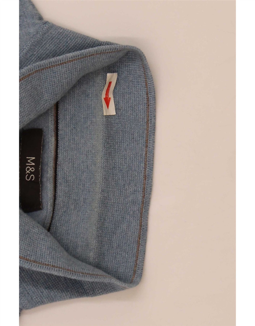 Suéter masculino Marks & Spencer com gola polo e algodão azul médio