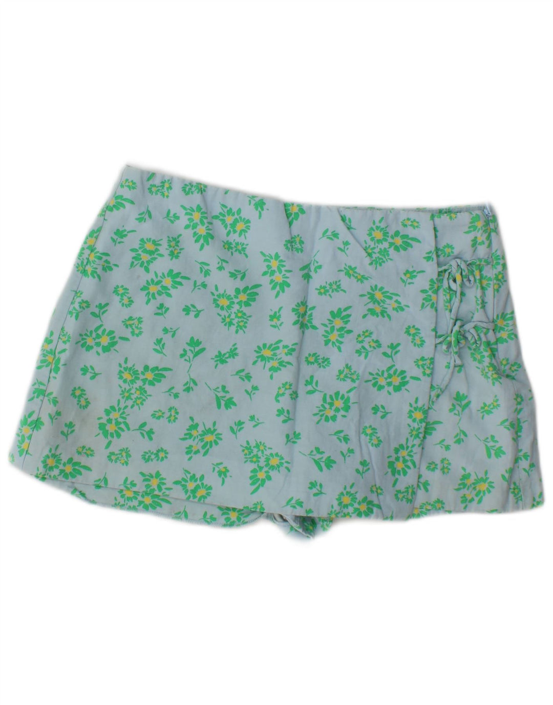 Calça quente feminina Zara grande W30 azul floral viscose