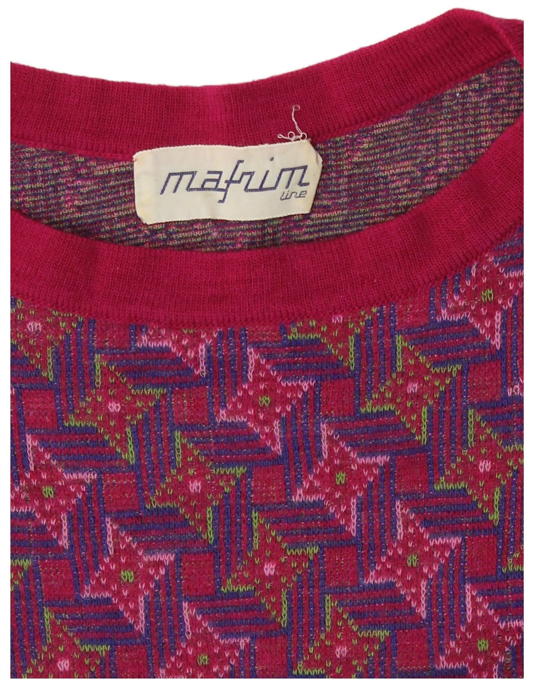 Suéter feminino vintage com estampa abstrata com gola redonda Reino Unido 10 pequeno Multic