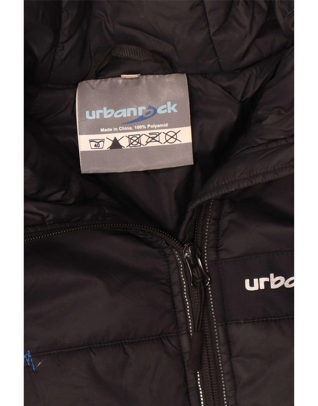 Jaqueta masculina acolchoada com capuz Urbanrock UK 40 poliéster preto grande