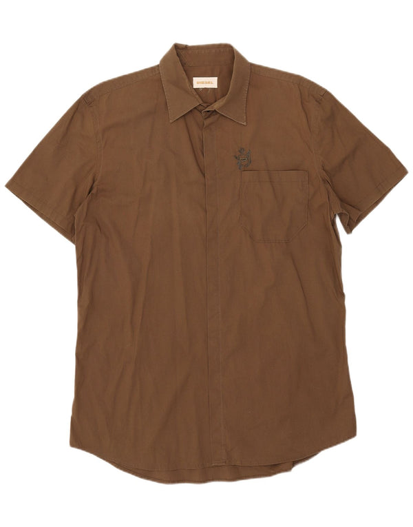 Camisa masculina diesel de manga curta média cáqui
