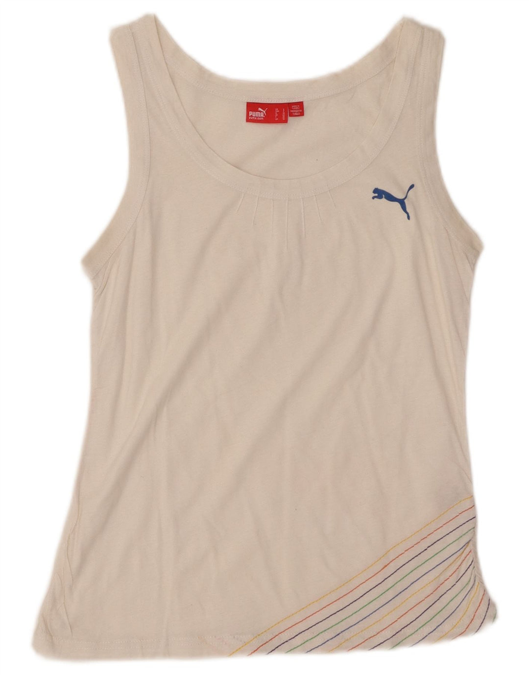 Colete feminino PUMA UK 10 pequeno algodão listrado branco