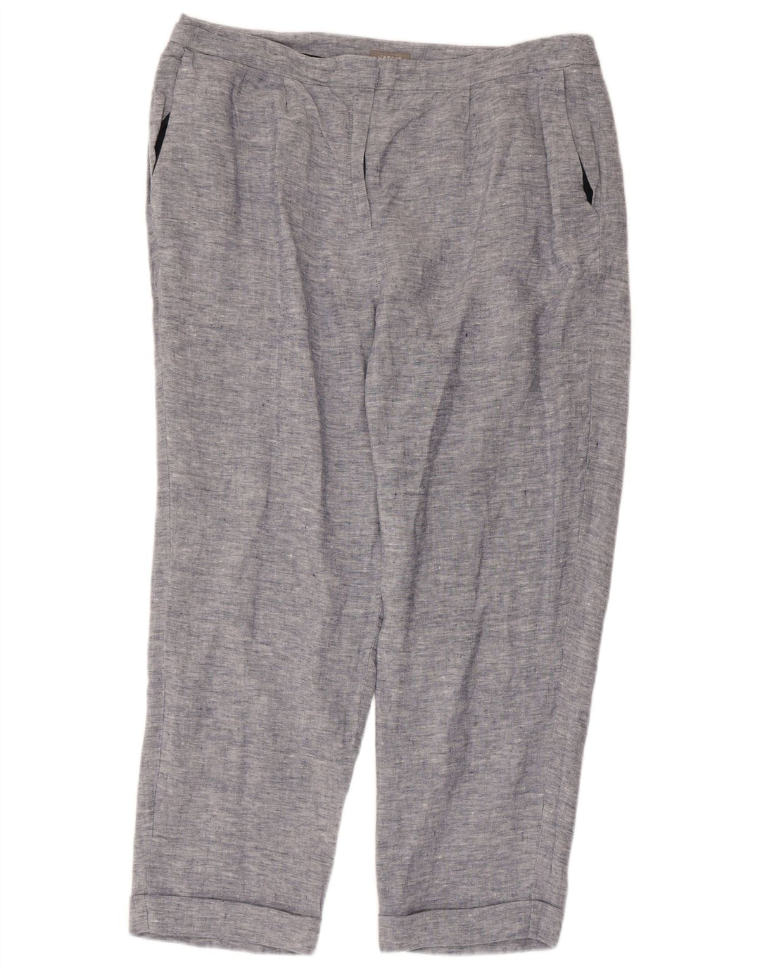 Calça feminina recortada reta JAEGER Reino Unido 16 grande W36 L25 linho azul