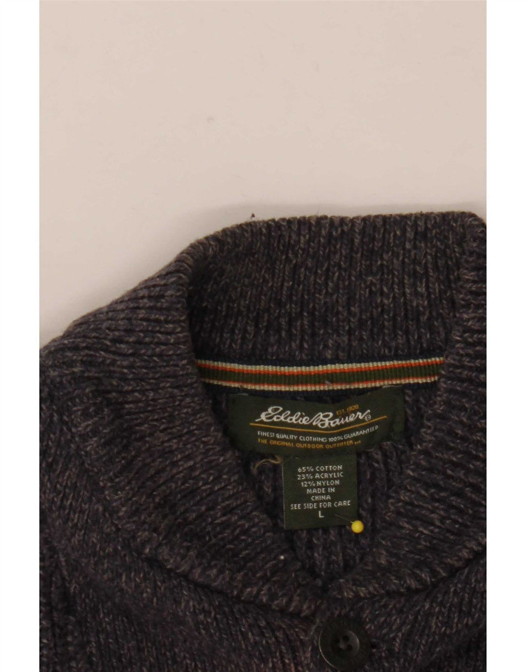 Suéter masculino Eddie Bauer com gola redonda e algodão manchado azul marinho grande