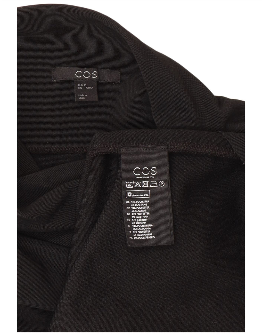 Vestido túnica feminino Cos manga 3/4 Reino Unido 14 poliéster preto médio