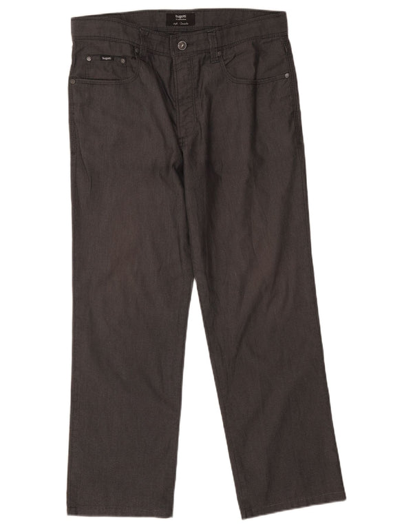 Calça Bugatti masculina Cordoba reta casual W34 L26 espinha de peixe cinza
