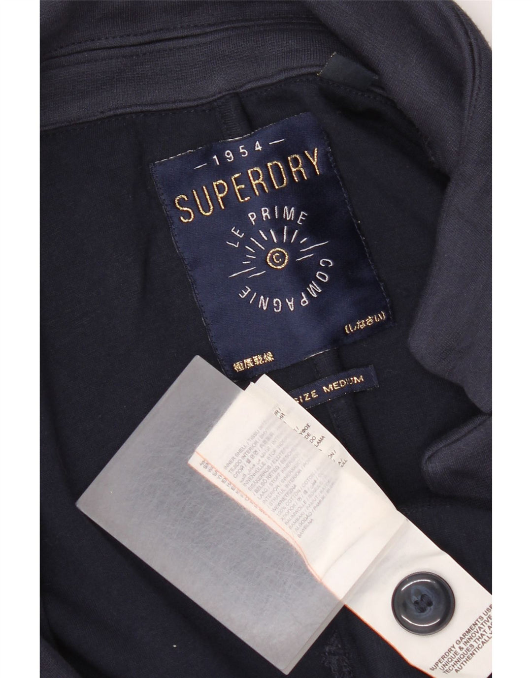 Jaqueta blazer feminina Superdry com 1 botão Reino Unido 14 algodão azul marinho médio