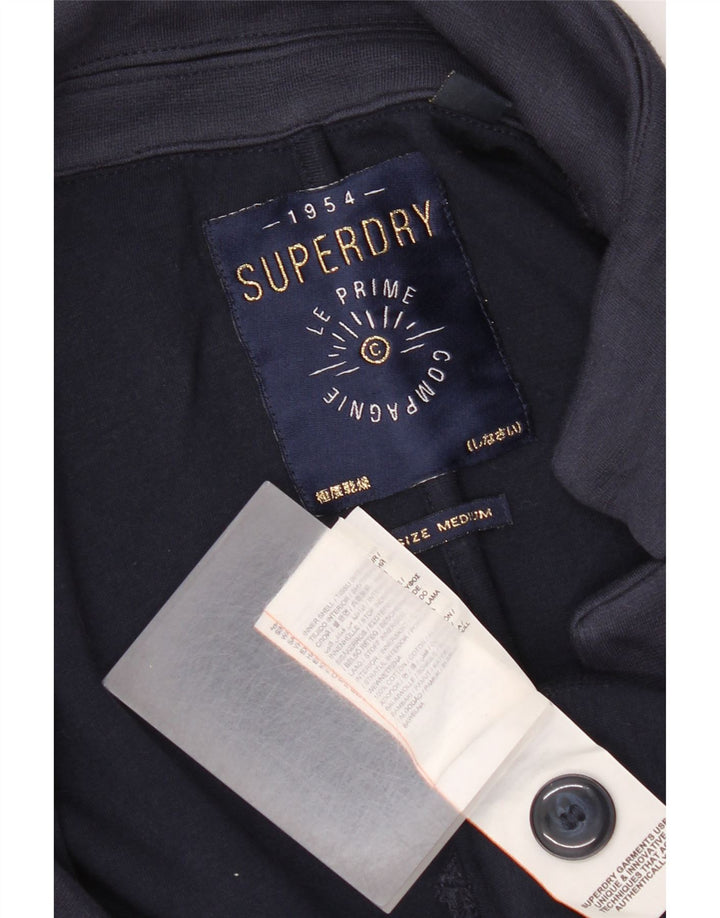 Jaqueta blazer feminina Superdry com 1 botão Reino Unido 14 algodão azul marinho médio