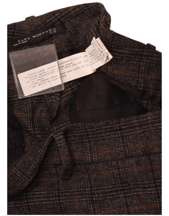 ZARA Calça Feminina Slim Cropped EU 40 Médio W30 L23 Cinza Houndstooth