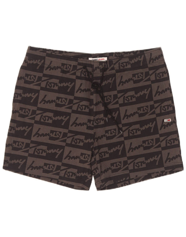 Tommy Hilfiger Mens Graphic Sport Shorts Grande Algodão Cinza