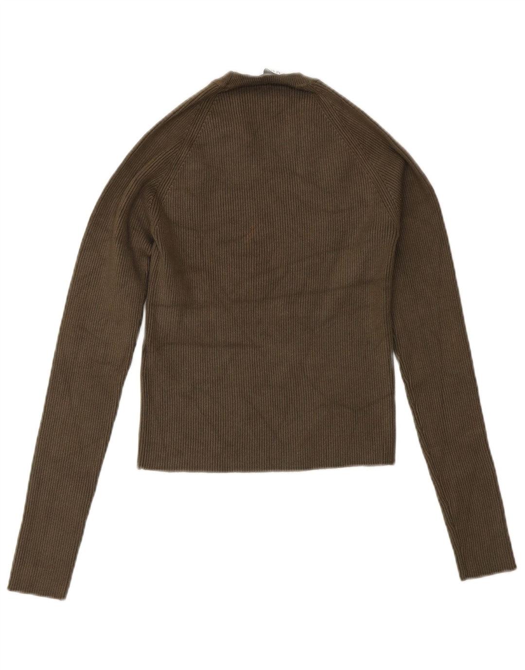 Zara Womens Crop Top Manga Longa Reino Unido 8 Pequeno Verde Viscose