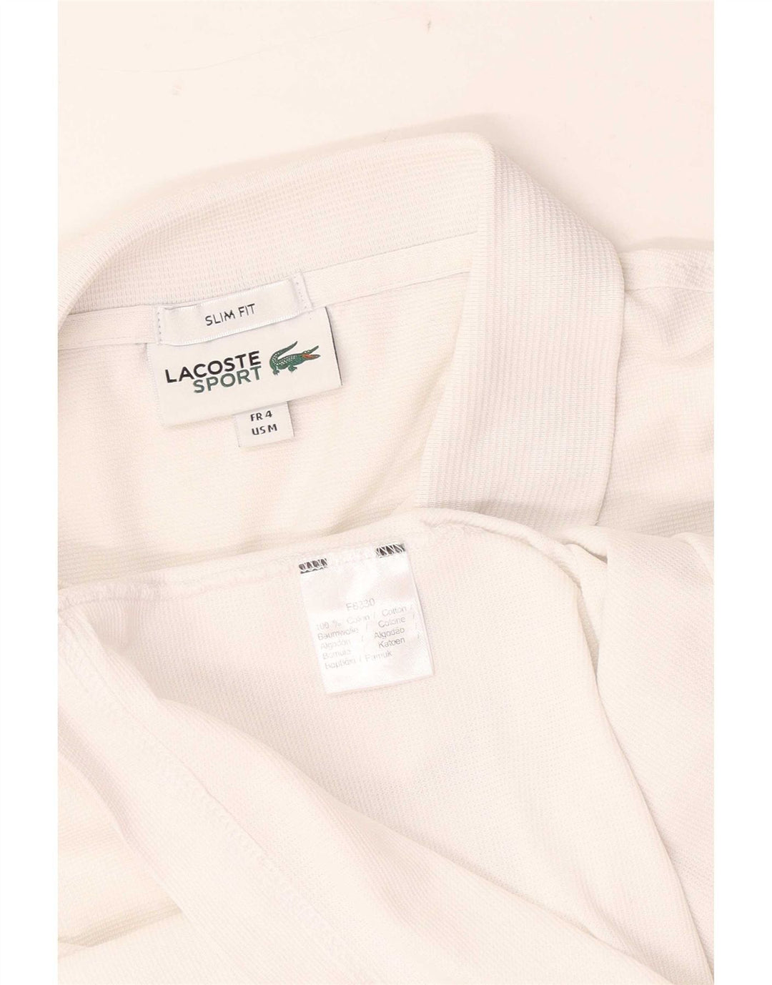 Camisa polo masculina Lacoste Slim Fit tamanho 4 médio algodão branco