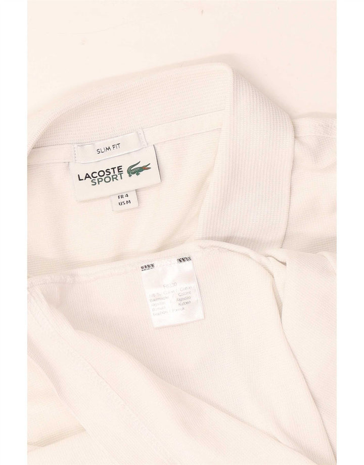 Camisa polo masculina Lacoste Slim Fit tamanho 4 médio algodão branco