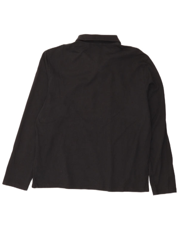 Camisa polo masculina de manga comprida Calvin Klein grande algodão preto