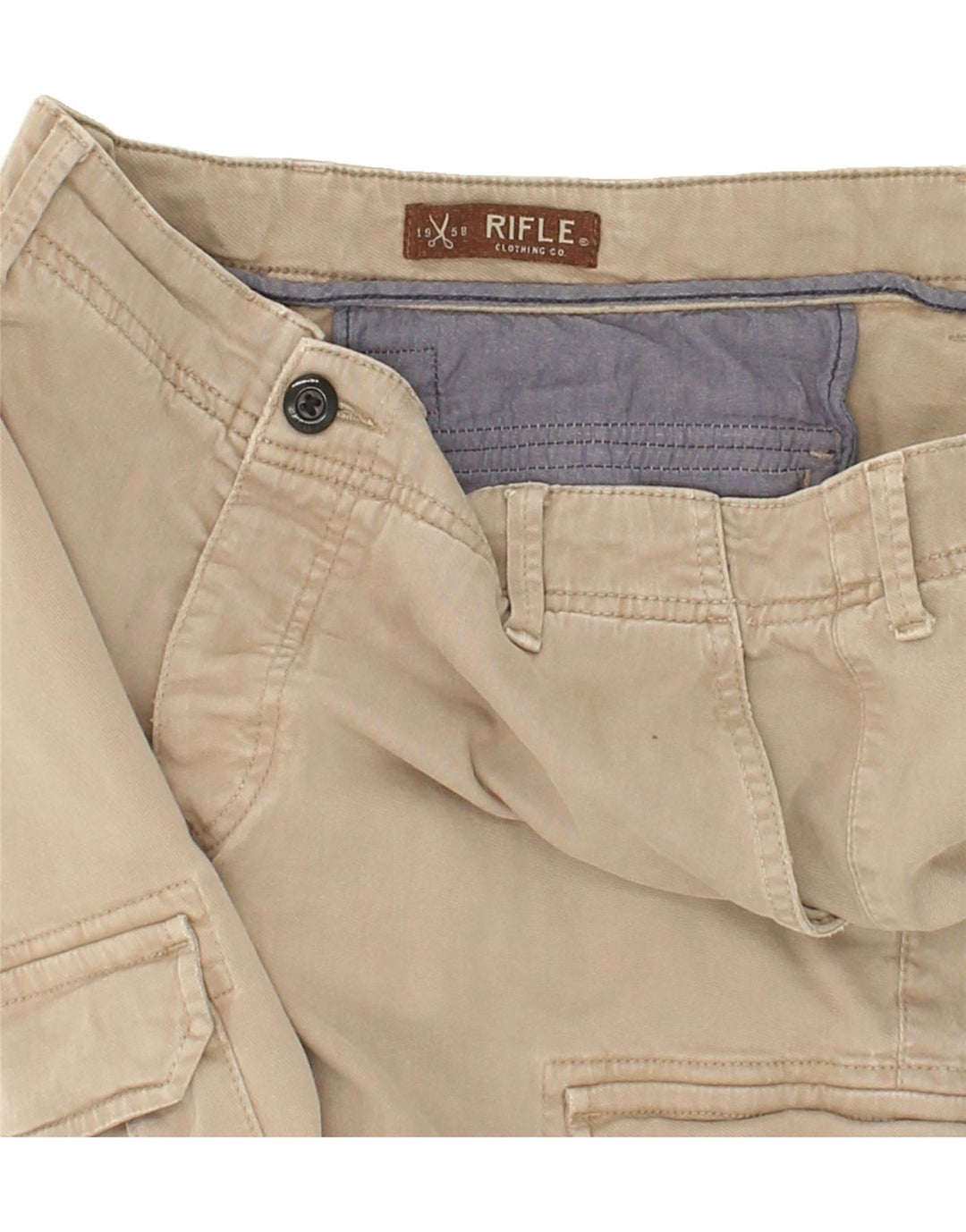 RIFLE Mens Straight Cargo Trousers W36 L27 Beige Cotton Vintage Rifle and Second-Hand Rifle from Messina Hembry 