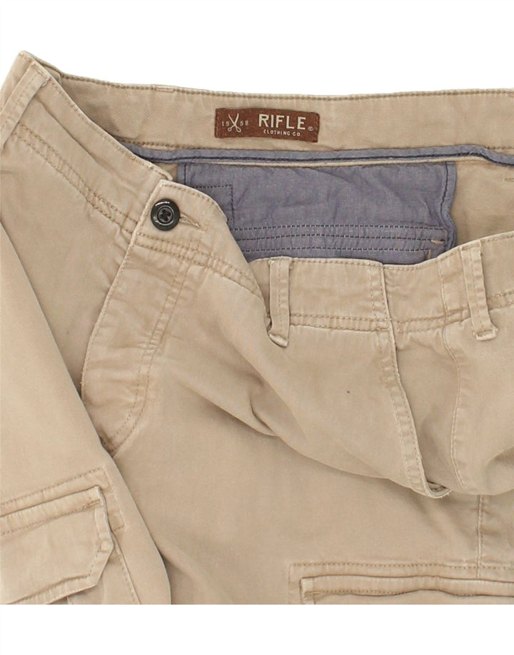 RIFLE Mens Straight Cargo Trousers W36 L27 Beige Cotton Vintage Rifle and Second-Hand Rifle from Messina Hembry 