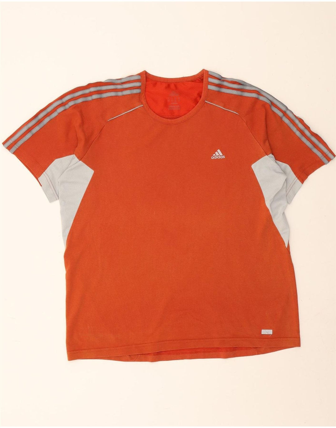 ADIDAS Mens Camiseta Top Grande Laranja Colorblock Algodão