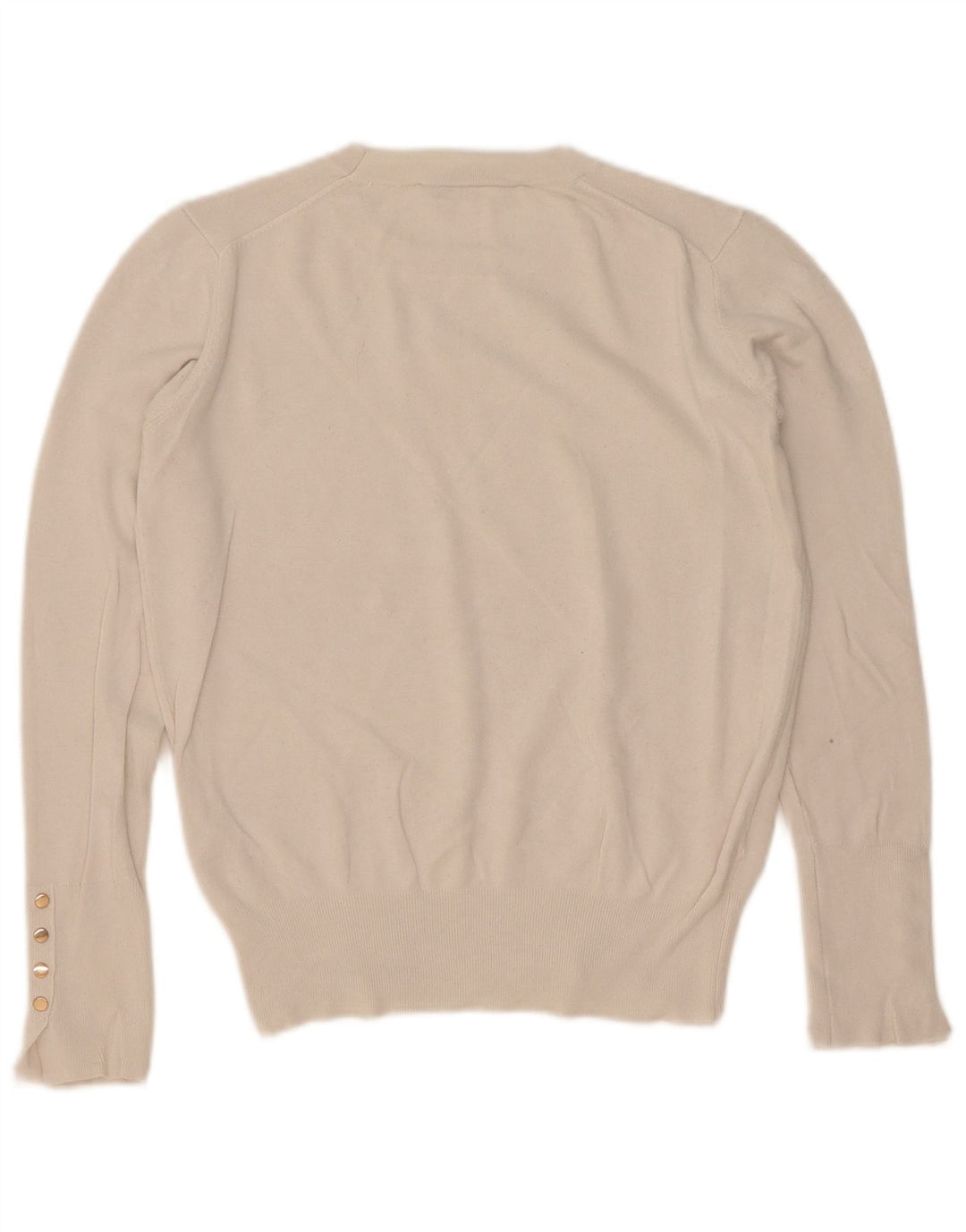 Suéter feminino Zara com gola redonda, Reino Unido 12, viscose branca média