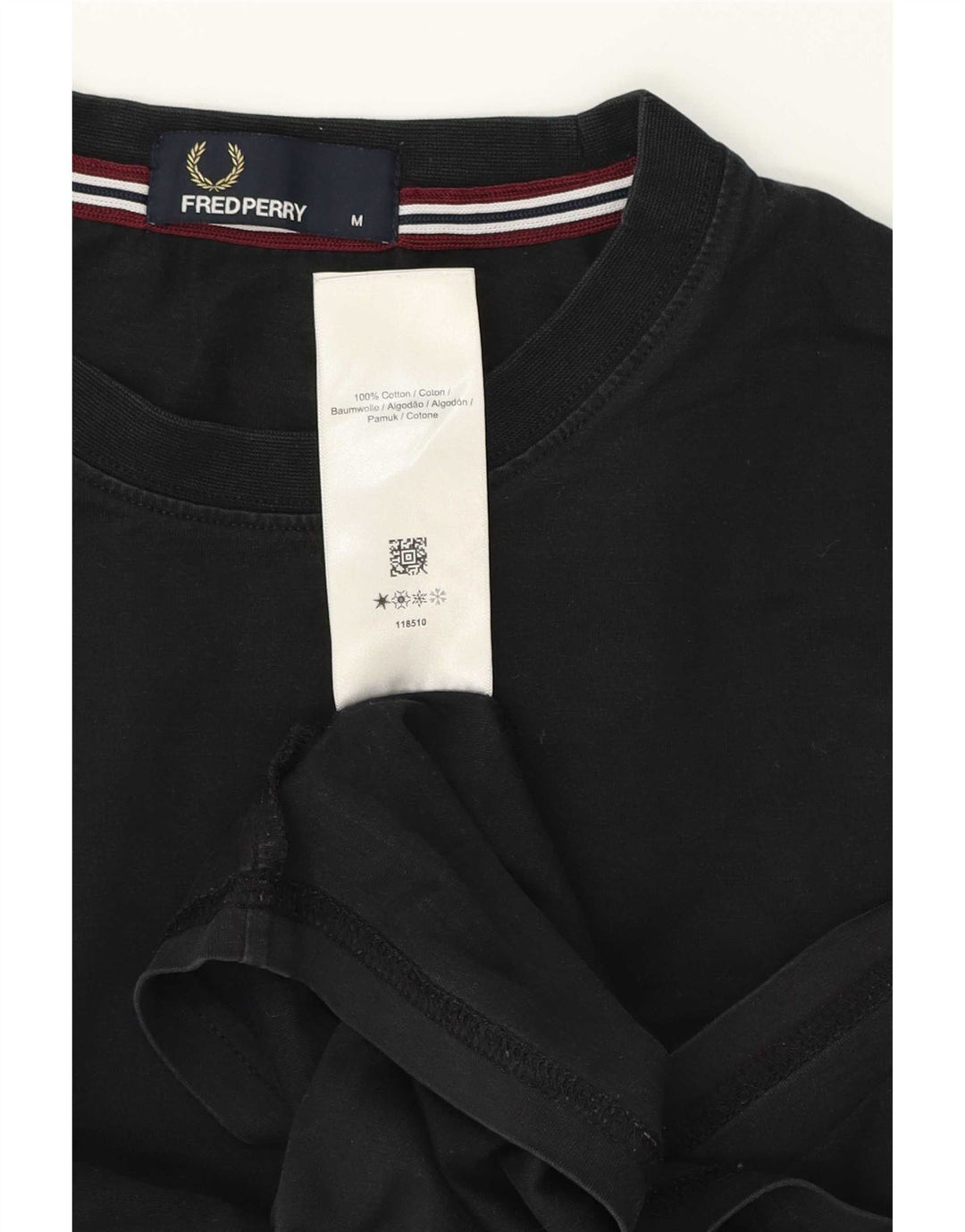 Camiseta masculina Fred Perry de algodão preto médio