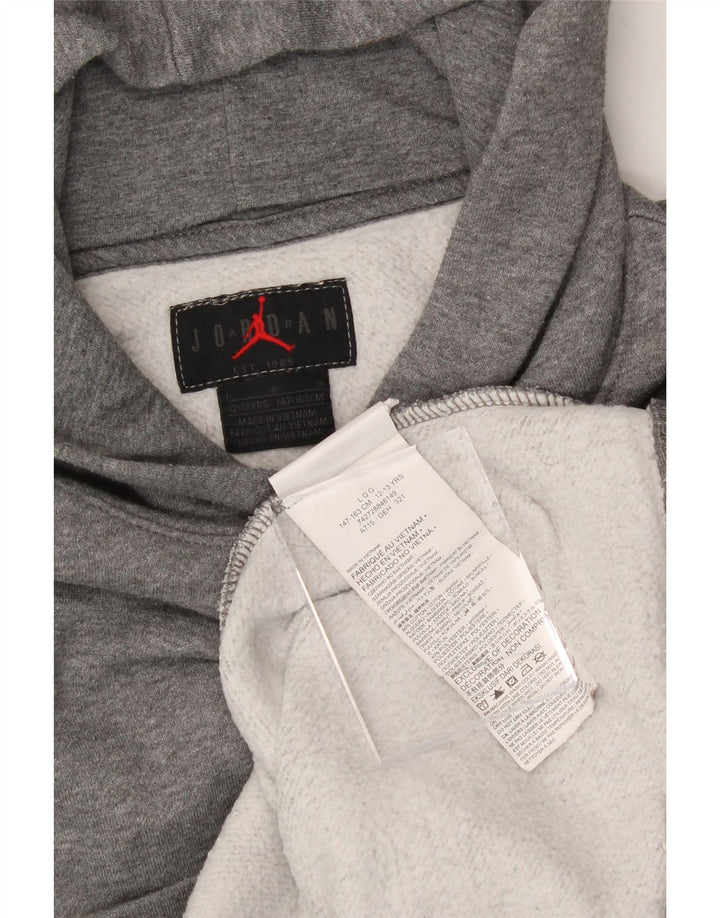 JORDAN Boys Hoodie Jumper 12-13 Years Large Grey Cotton Vintage Jordan and Second-Hand Jordan from Messina Hembry 