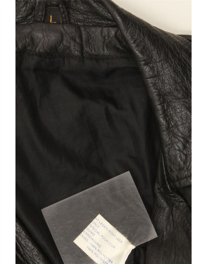 Jaqueta masculina de couro vintage para motociclista Reino Unido 40 couro preto grande