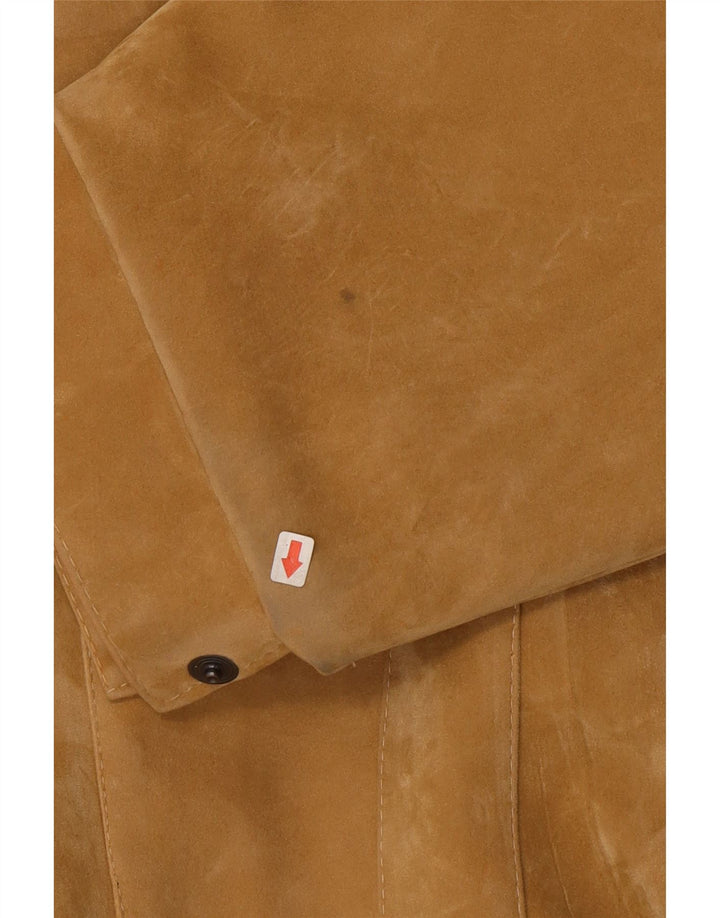 Jaqueta bomber masculina vintage de camurça UK 40 grande bege