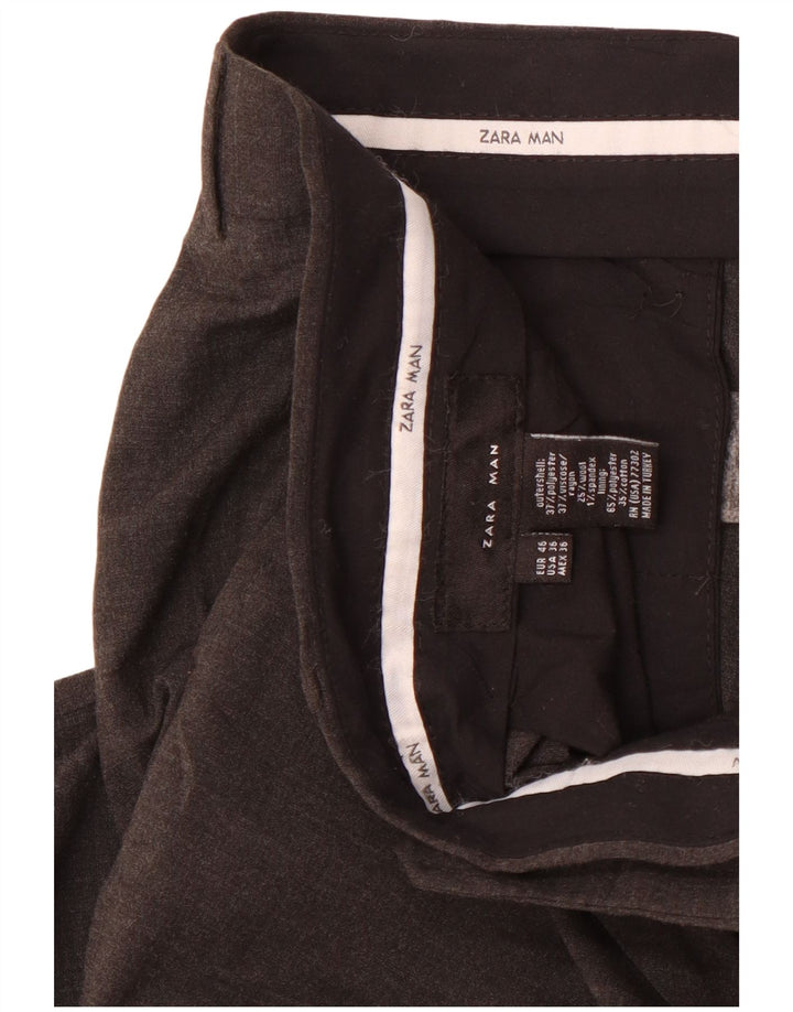 Calça masculina Zara Straight Suit EU 46 XL W36 L29 Cinza Poliéster