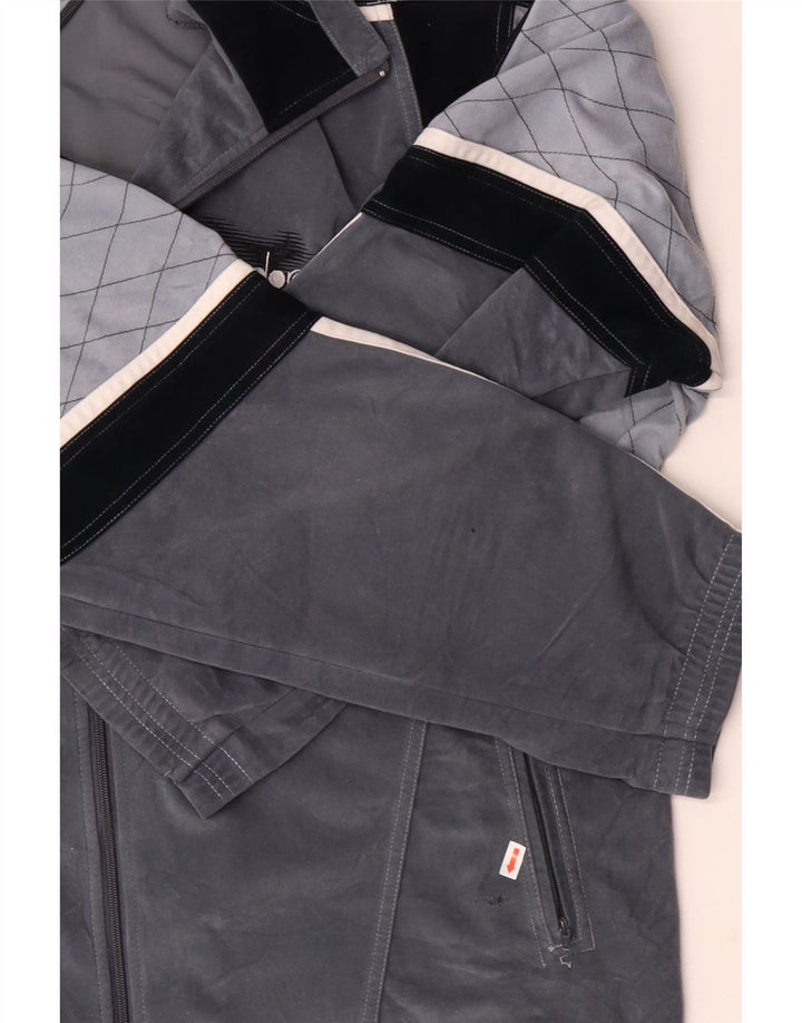 DIADORA Mens Graphic Velour Tracksuit Top Jacket UK 46 XL Cinza Colourblock