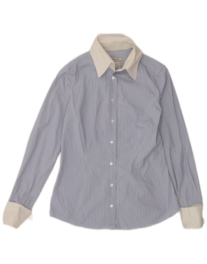 Camisa feminina Gant UK 10 algodão listrado azul pequeno