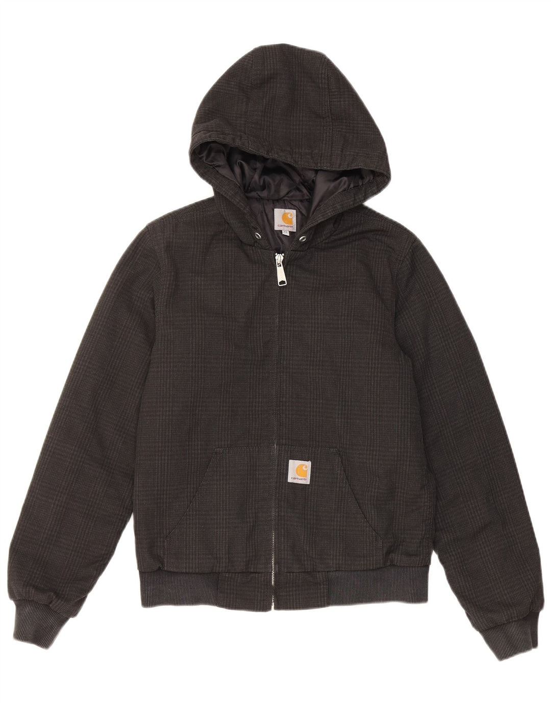 Jaqueta bomber com capuz feminina Carhartt UK 6 XS poliéster xadrez preto