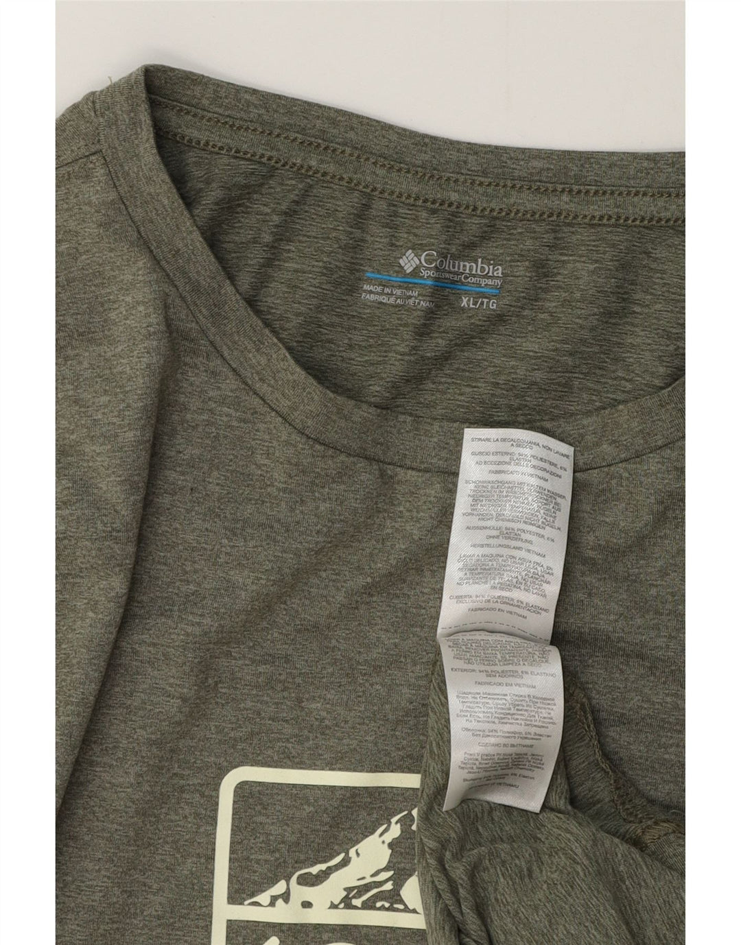 COLUMBIA Camiseta masculina gráfica Top XL Cáqui Poliéster