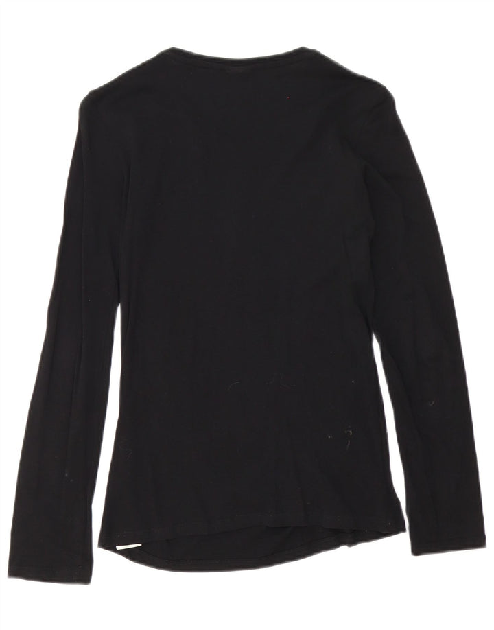 Top gráfico feminino Diesel manga comprida UK 8 pequeno algodão preto