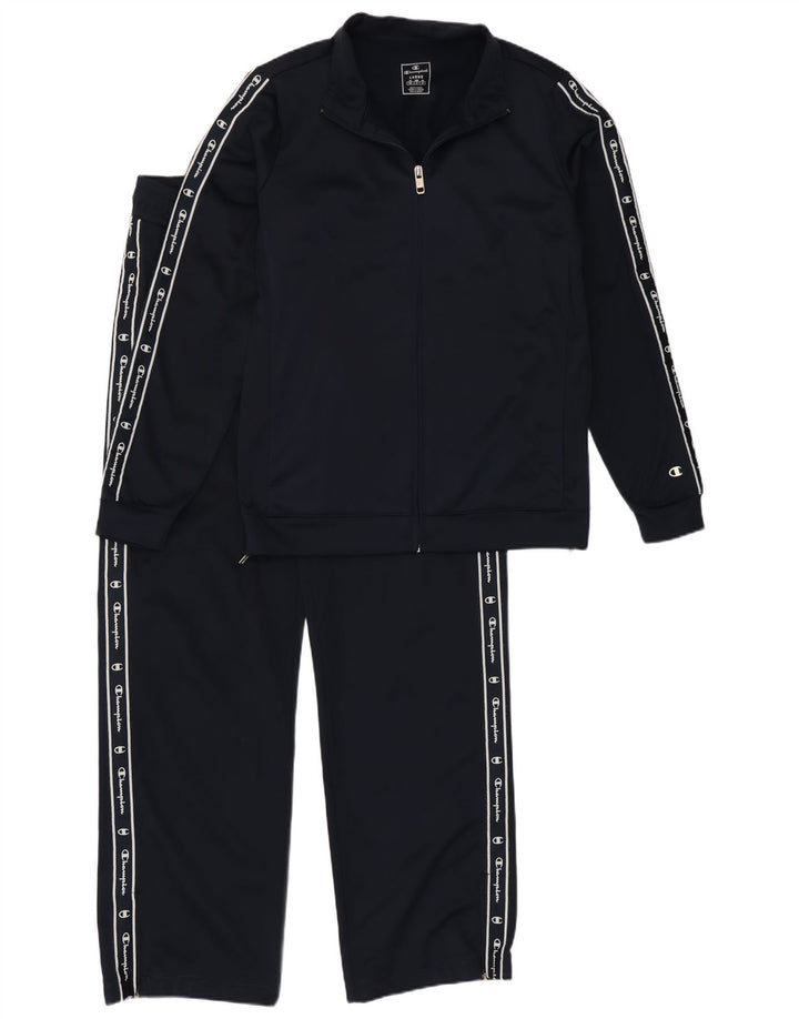 Fato de treino feminino Champion Graphic Full UK 16 grande poliéster azul marinho