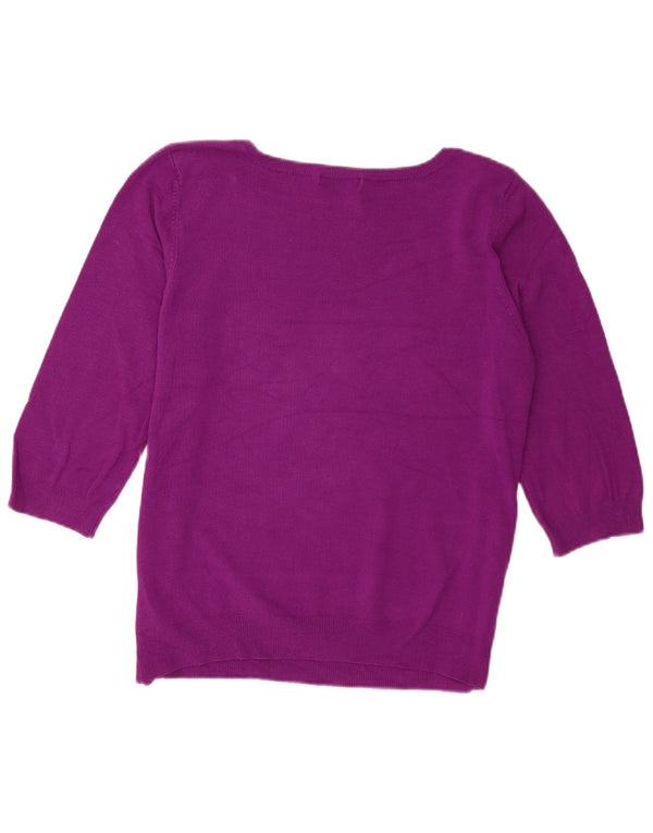Suéter feminino Marks & Spencer manga 3/4 com gola canoa Reino Unido 18 XL roxo