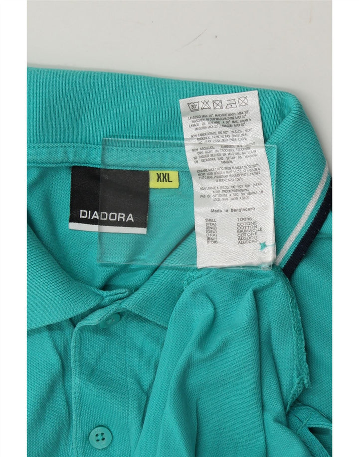 DIADORA Mens Polo Shirt 2XL Turquoise Cotton Vintage Diadora and Second-Hand Diadora from Messina Hembry 