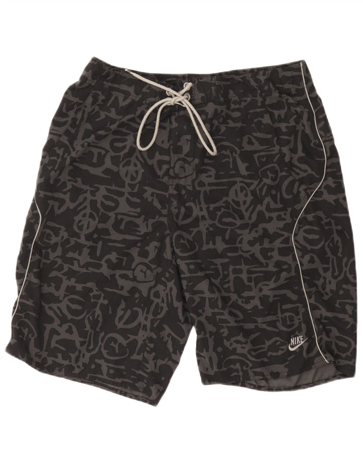 Calções de banho masculinos NIKE Abstract Pattern preto médio