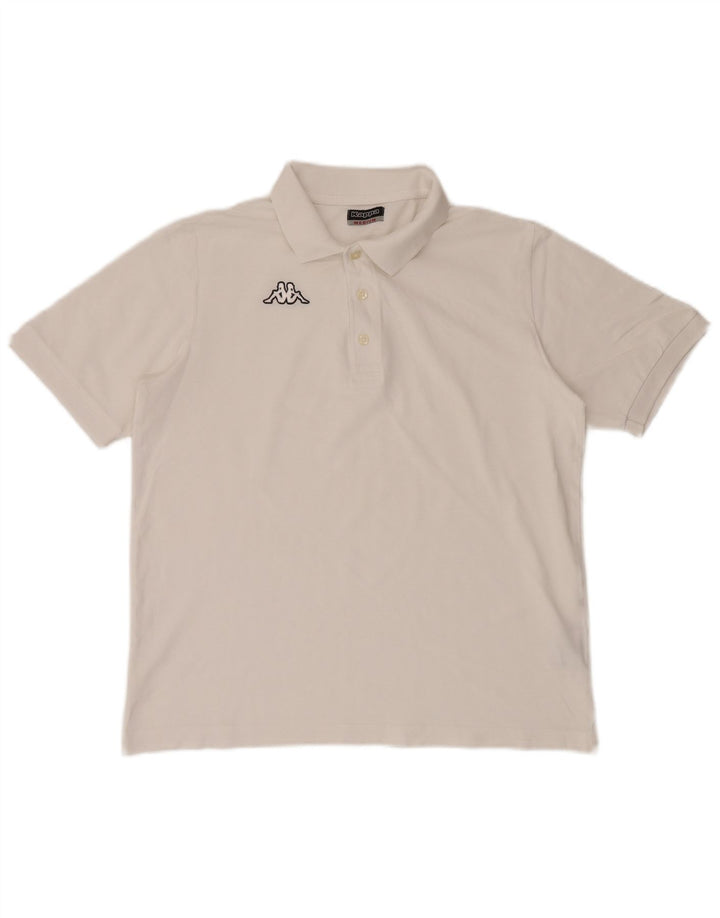 Camisa polo masculina KAPPA de algodão branco médio