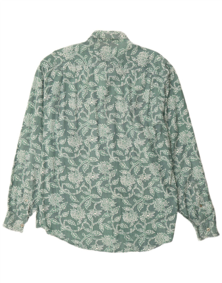 Camisa masculina vintage grande viscose floral verde