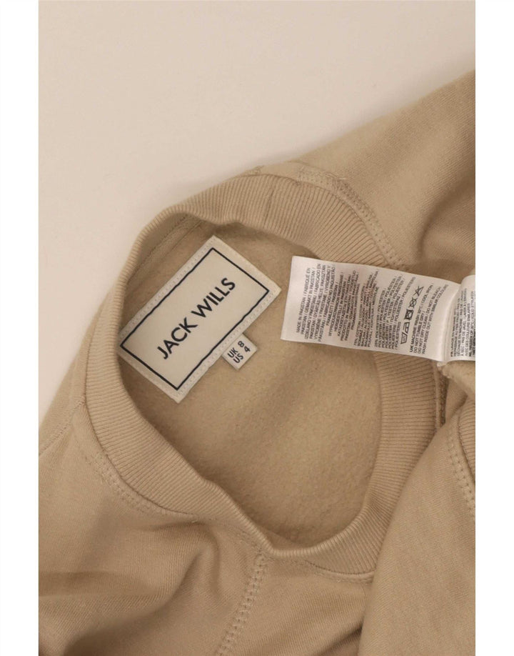Jack Wills moletom feminino oversized jumper UK 8 pequeno algodão bege