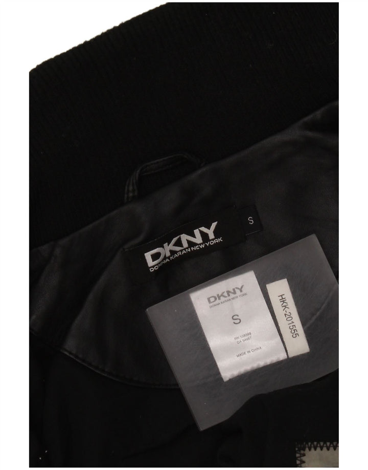 Jaqueta de couro masculina Dkny UK 36 pequena couro preto
