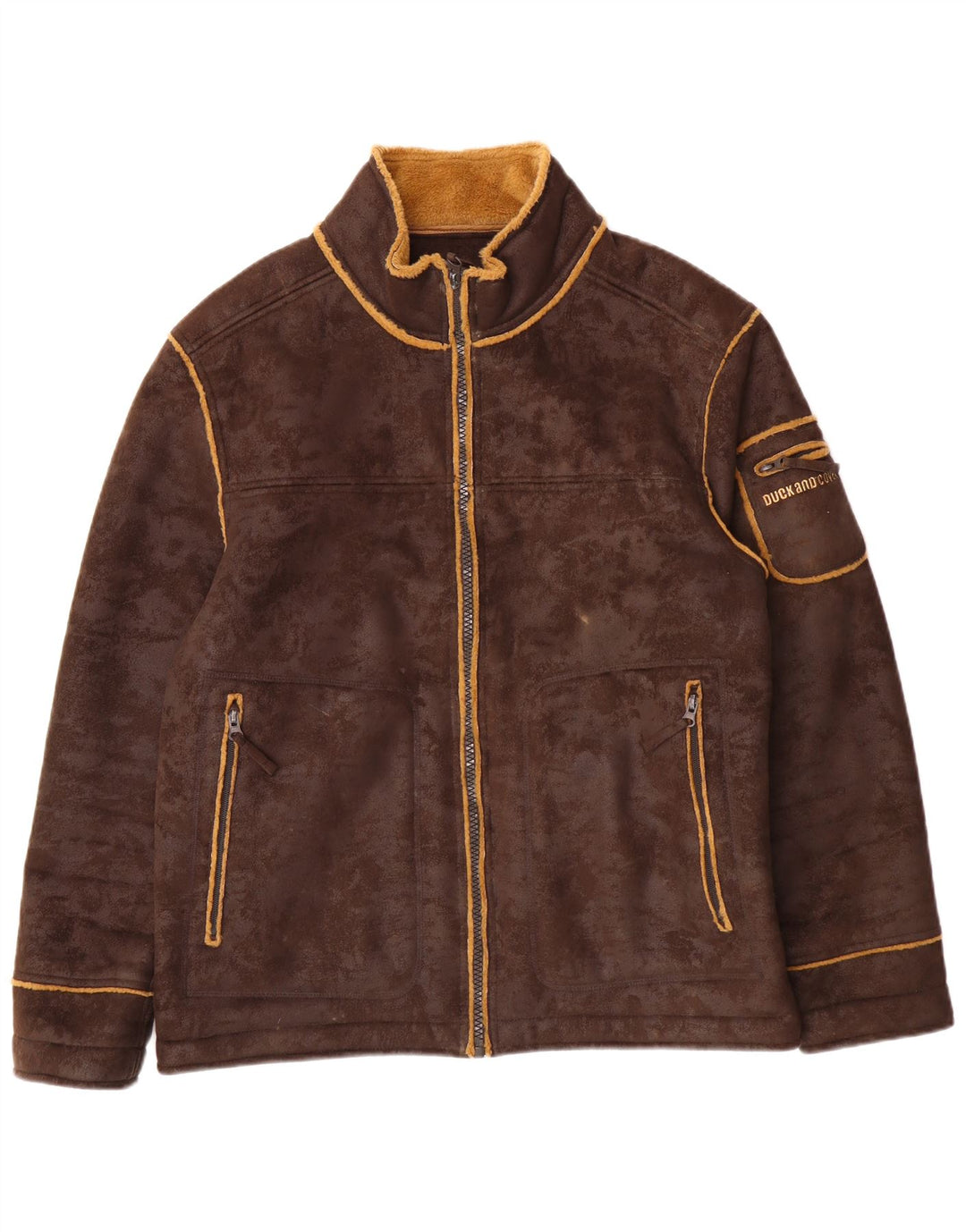 Jaqueta Sherpa masculina DUCK AND COVER UK 40 grande poliéster marrom