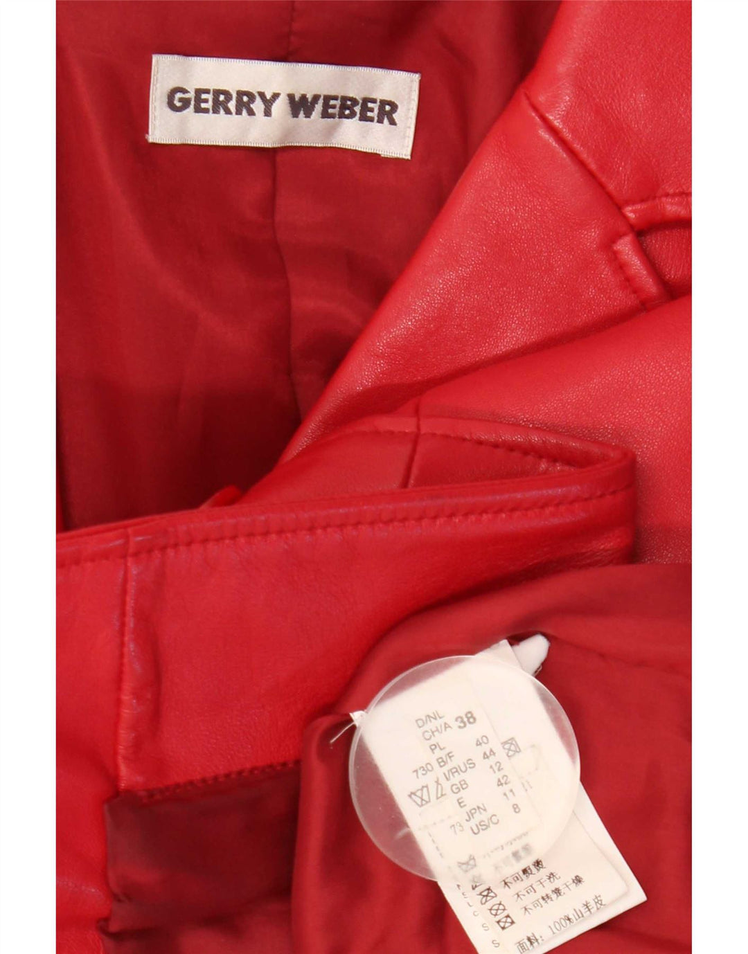 Jaqueta de couro feminina Gerry Weber UK 12 couro vermelho médio