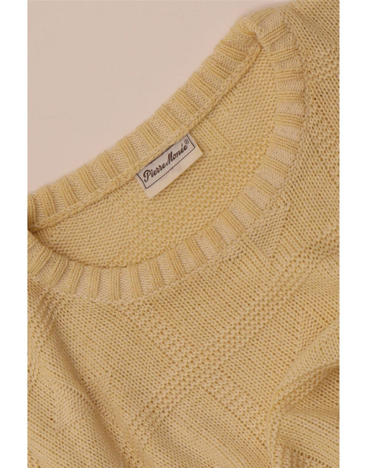 Suéter masculino VINTAGE com gola redonda, amarelo médio