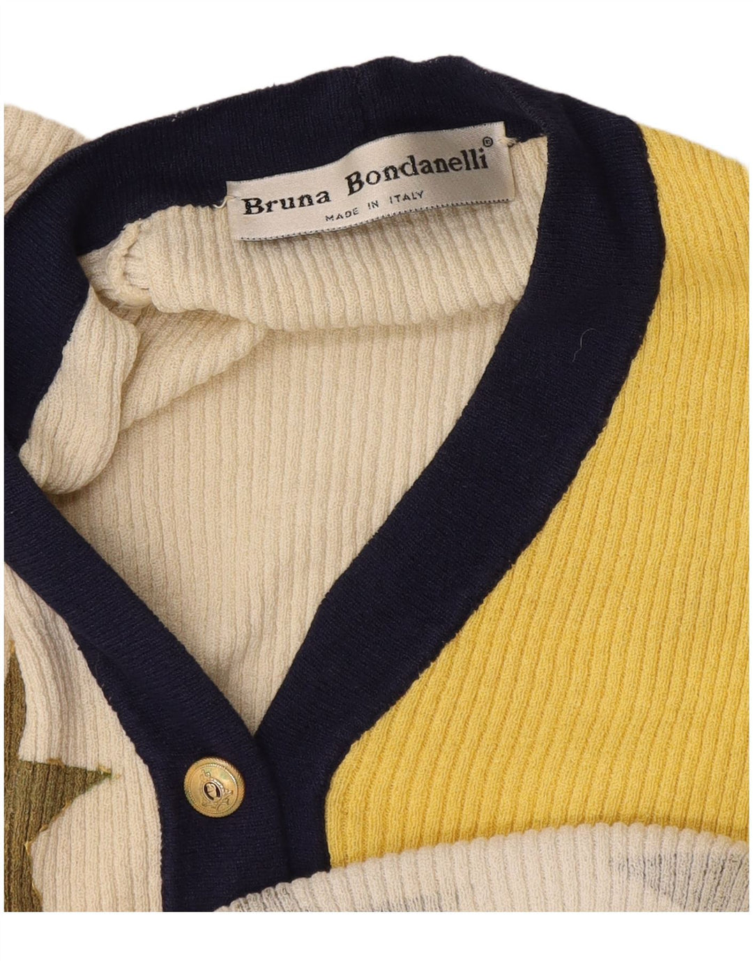 Suéter cardigã gráfico feminino vintage Reino Unido 12 médio multicolorido