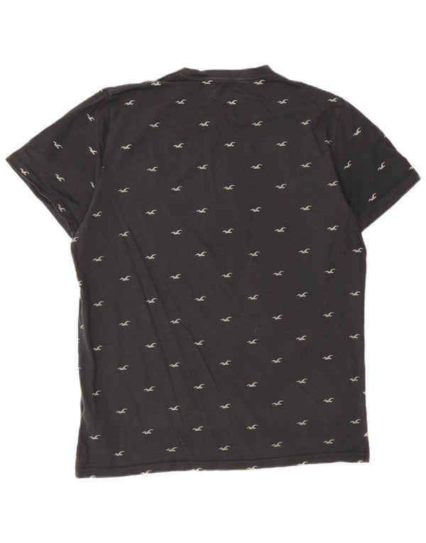 Camiseta masculina Hollister com estampa gráfica grande de algodão preto