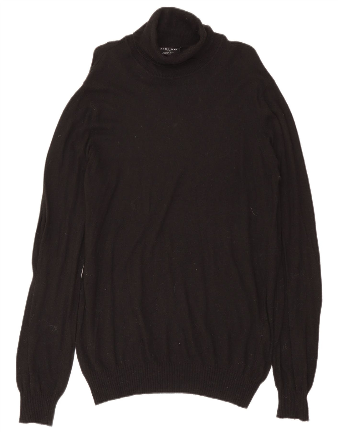 Zara Suéter masculino com gola redonda XL preto viscose