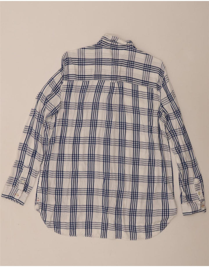 Camisa oversized feminina Tommy Hilfiger UK 18 XL branca xadrez viscose
