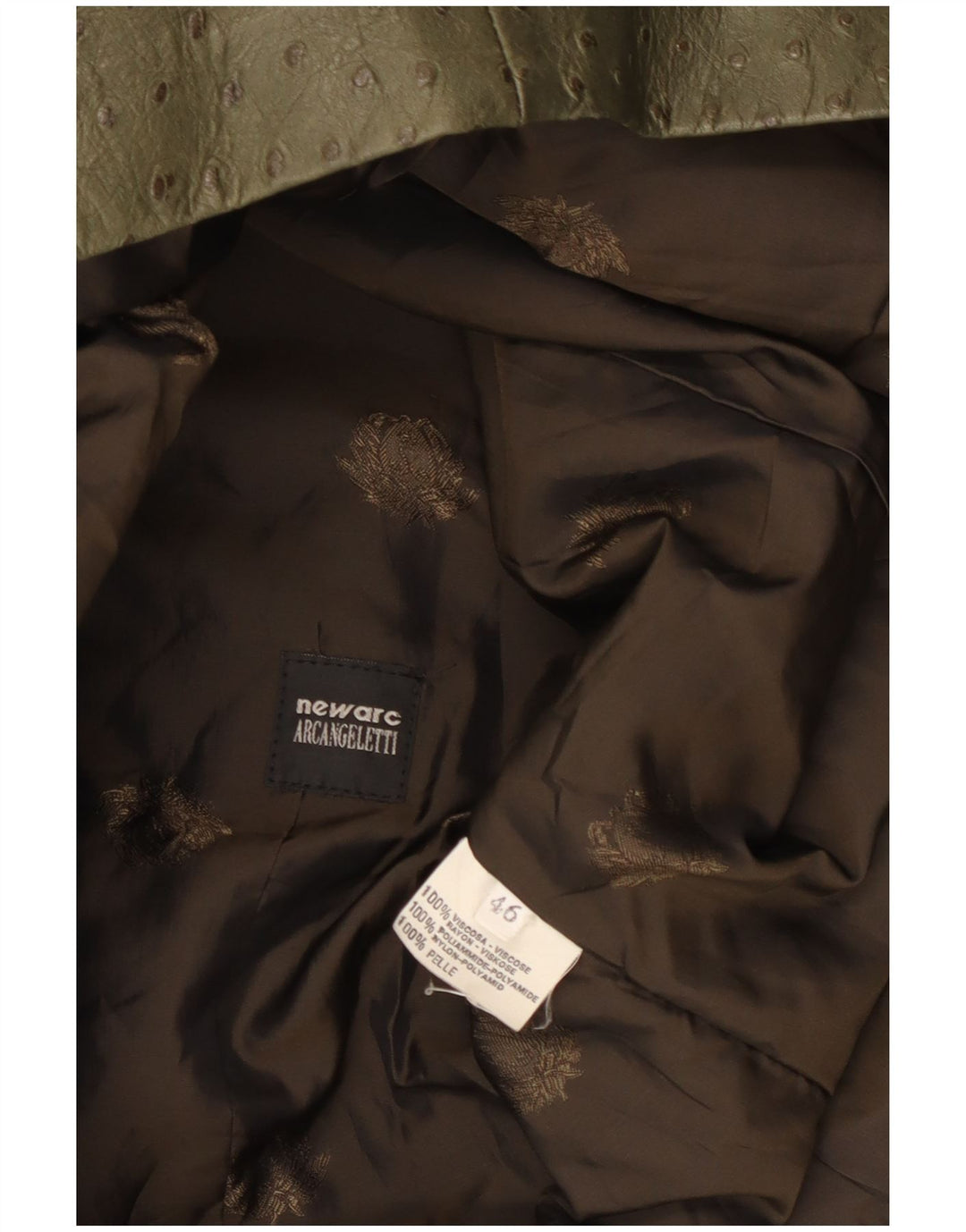 Jaqueta de couro feminina vintage IT 46 grande couro cáqui