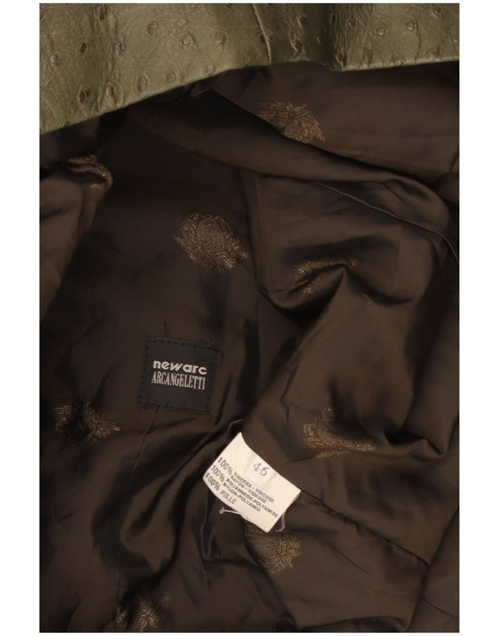 Jaqueta de couro feminina vintage IT 46 grande couro cáqui